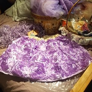 Baby little girls lavender purple elastic waist fairy roses ruffle skirt